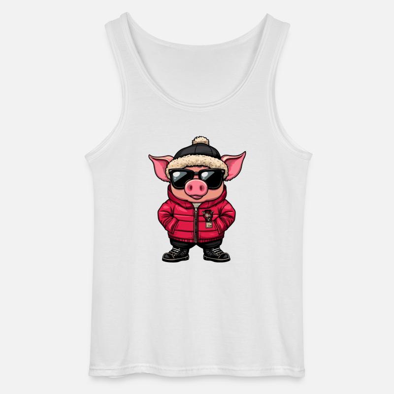 Schwein Winter Comic - Gildan Männer Tank Top - Weiß