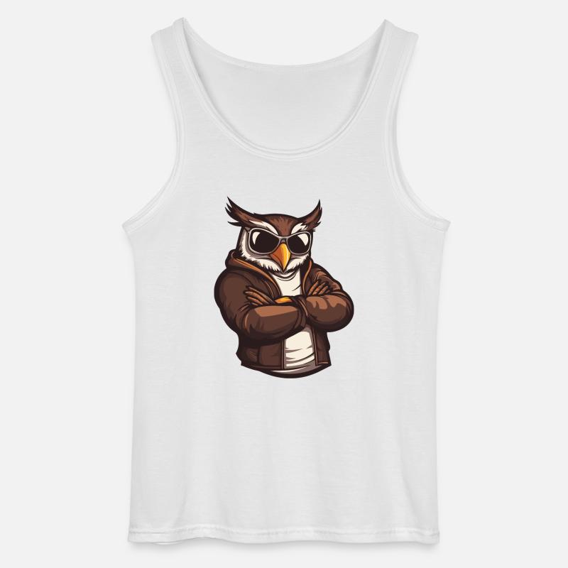 Owl Comic Cool - Gildan Men’s Tank Top - white