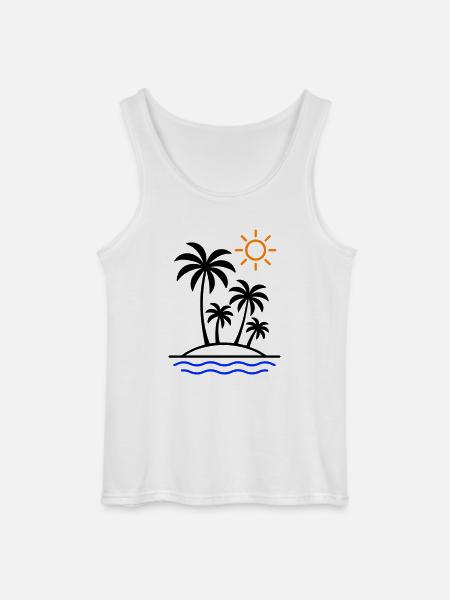 Island Summer Palm Trees - Gildan Men’s Tank Top - white