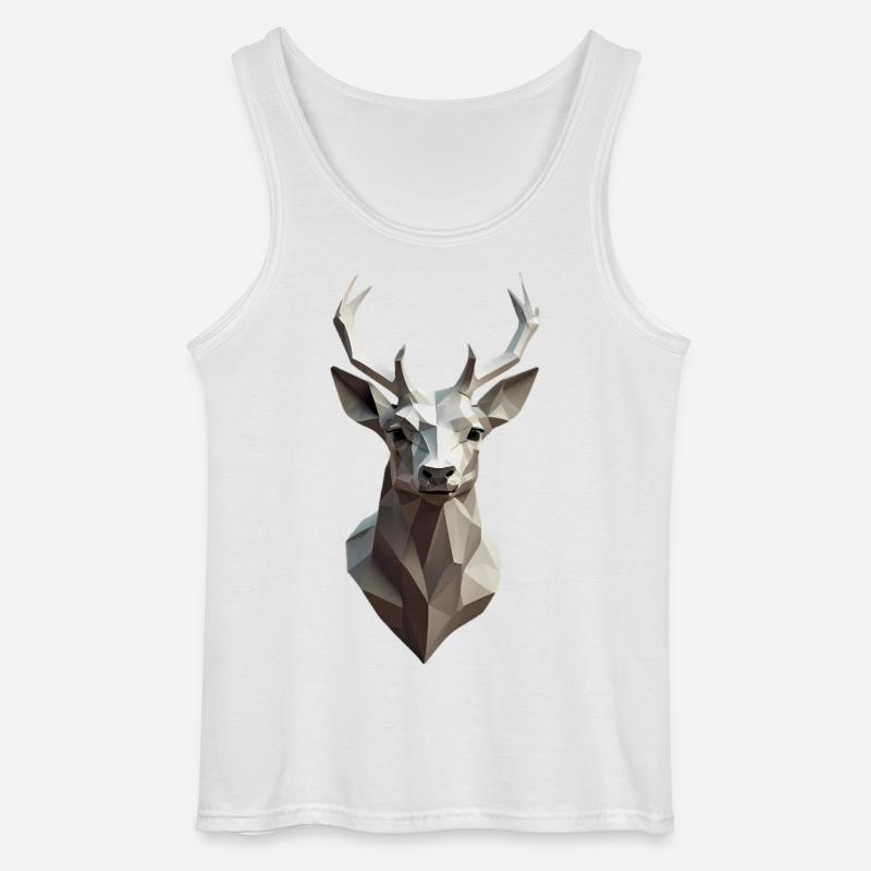 Geometrischer Hirschkopf Low-Poly - Gildan Männer Tank Top - Weiß