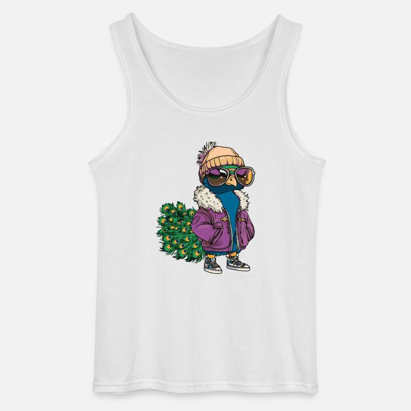 Peacock Bird Cool Comic - Gildan Men’s Tank Top - white
