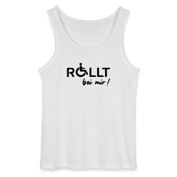 Rollstuhl Rollt bei mir Behindert - Gildan Männer Tank Top - Weiß - Vorne - AI Model Male 185 dark (185cm)