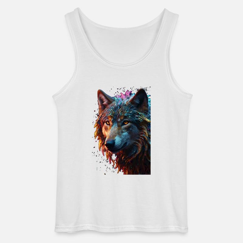 Wolf Wolfskopf Raubtier Geschenk - Gildan Männer Tank Top - Weiß