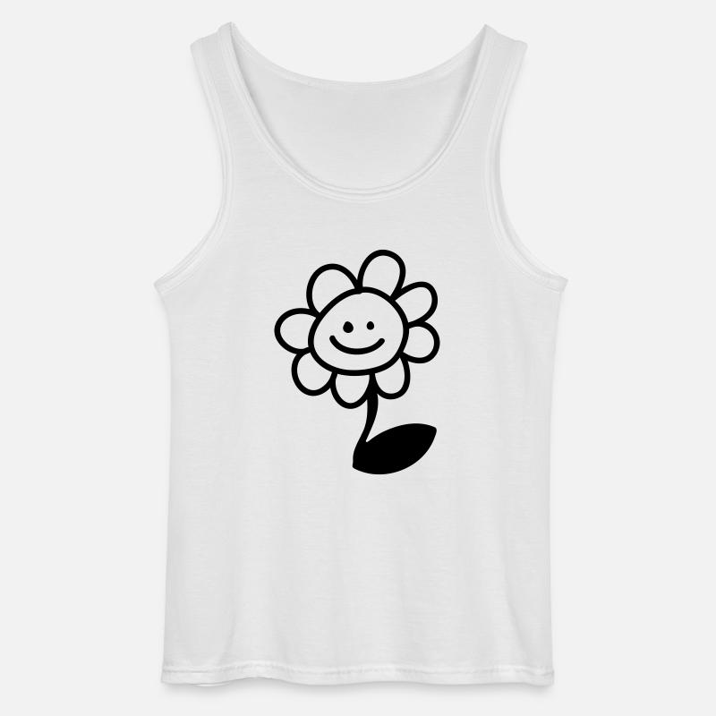 Fröhliche Blume - Line - Gildan Männer Tank Top - Weiß