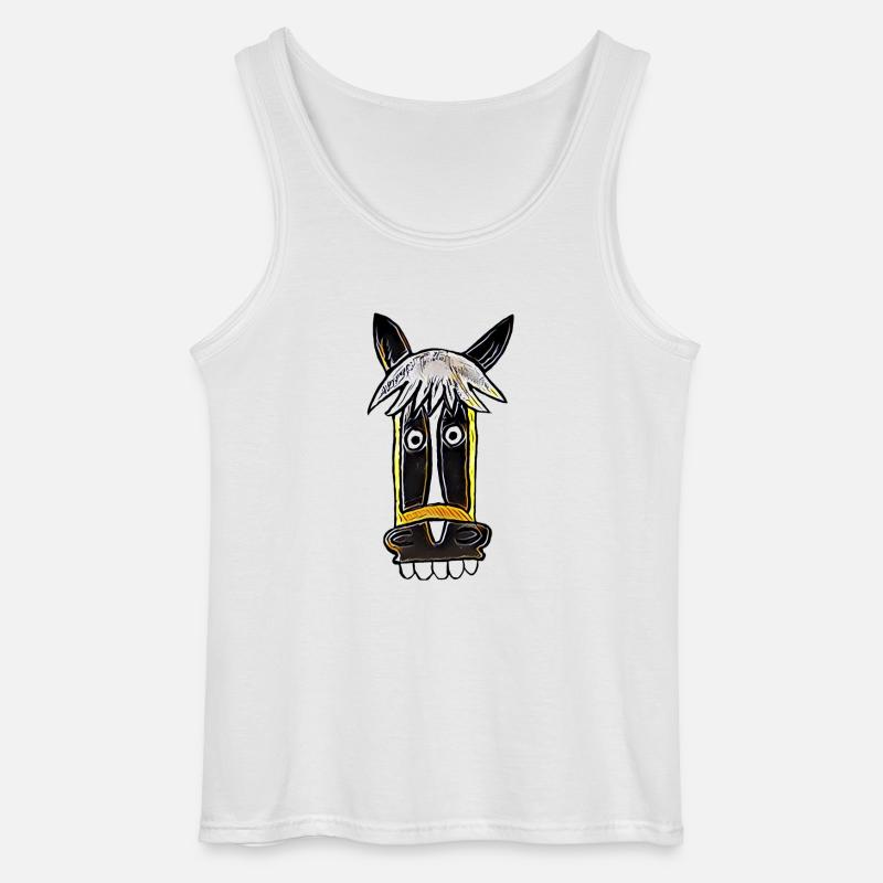 verrücktes Pferd Seppl Comic - Gildan Männer Tank Top - Weiß