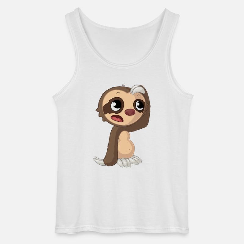 Nachdenkliches Comic Faultier - Gildan Männer Tank Top - Weiß