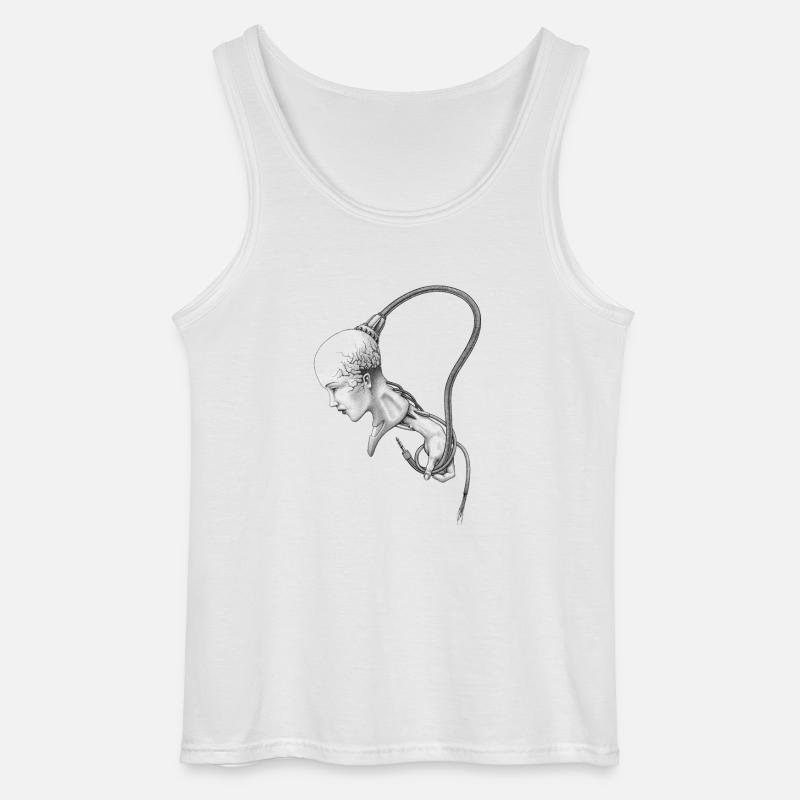 biomechanisches mädchen wird kontrolliert - Gildan Männer Tank Top - Weiß