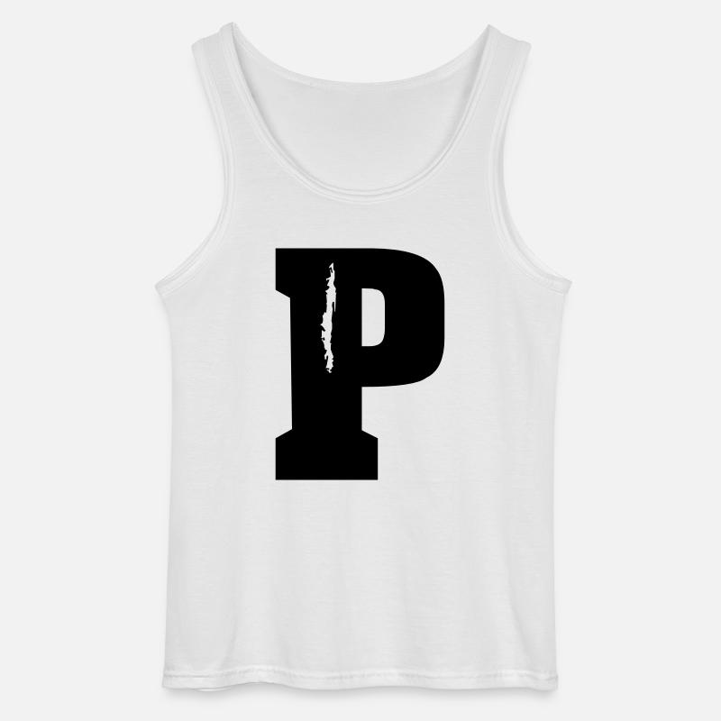 P - Buchstabe - Gildan Männer Tank Top - Weiß