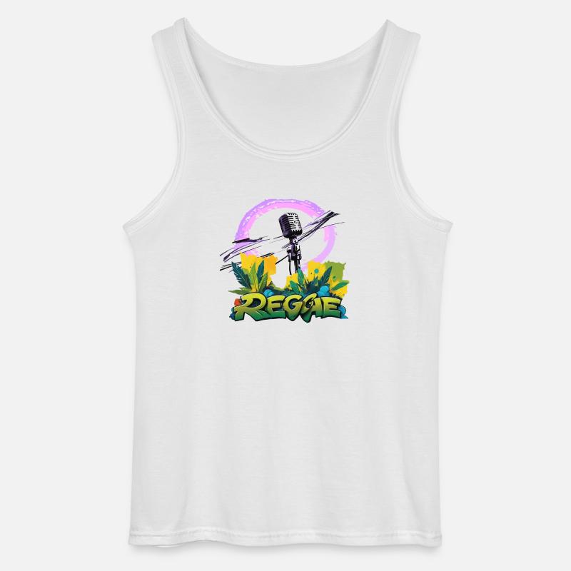 Reggae Mikrofon - Gildan Männer Tank Top - Weiß