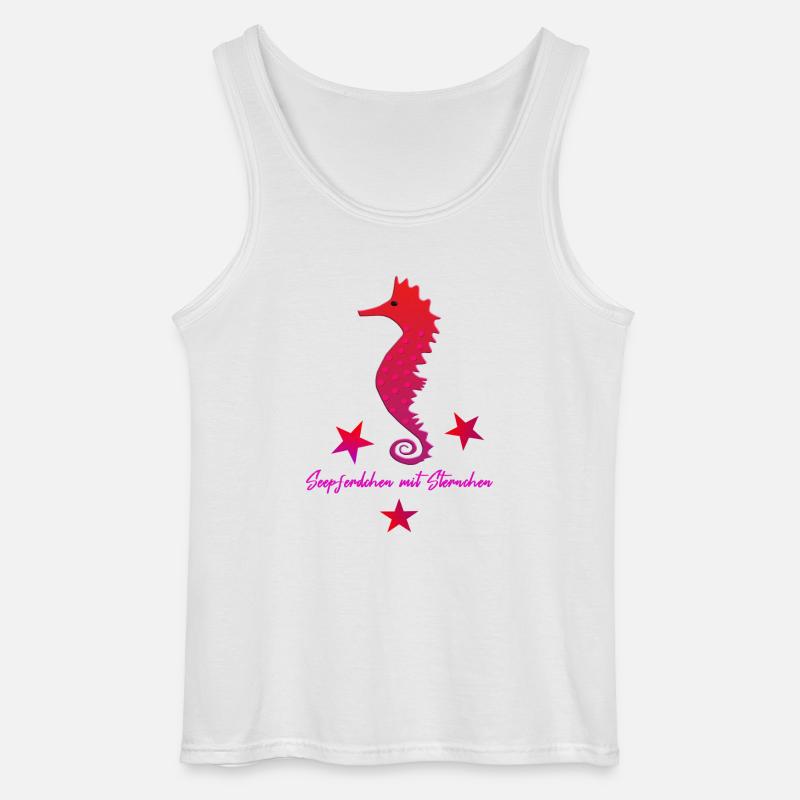 rotes Seepferd mit Sternchen - Gildan Männer Tank Top - Weiß