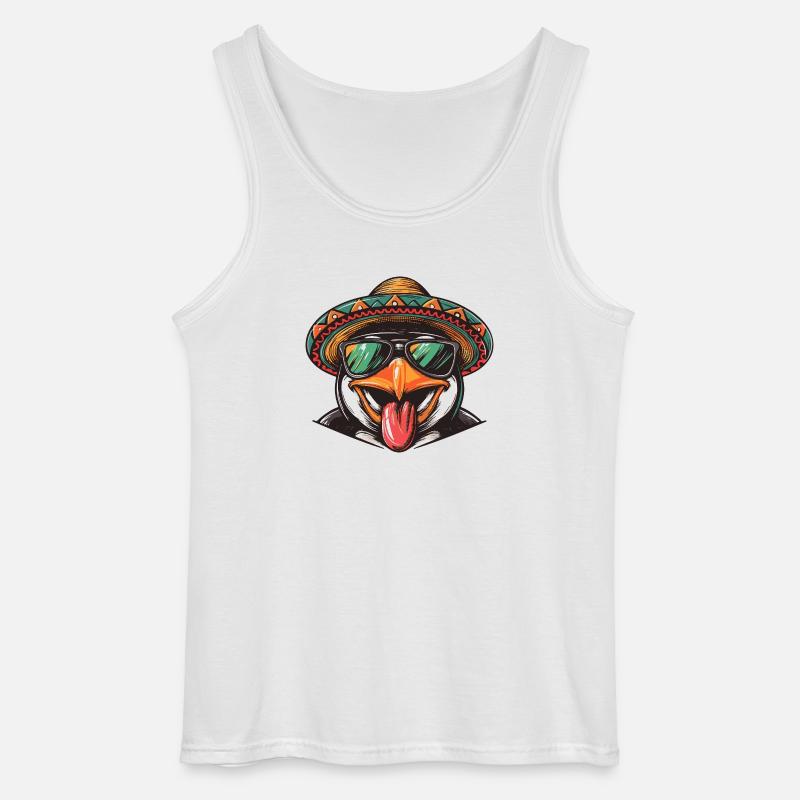 Pinguin Comic Lustig Sombrero - Gildan Männer Tank Top - Weiß