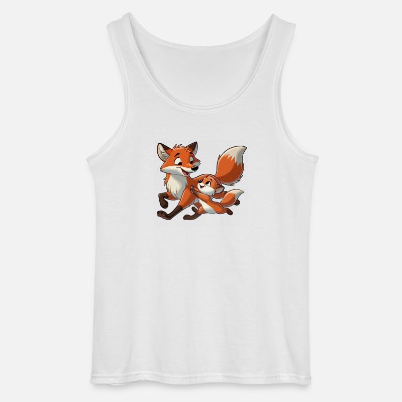 Fuchs mit herumtollendem Kind - Gildan Männer Tank Top - Weiß