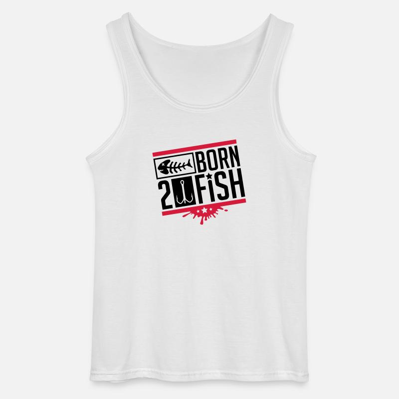born_to_fish_kr2 - Gildan Männer Tank Top - Weiß
