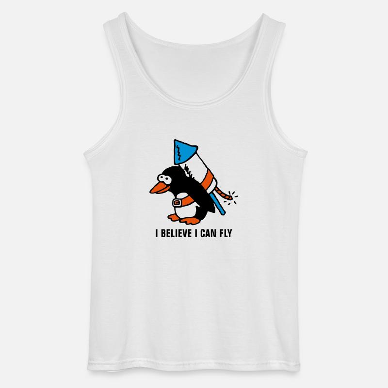 rocket_pinguin_white_b_3c - Gildan Männer Tank Top - Weiß