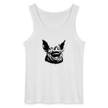 Laughing Pig - Gildan Men’s Tank Top - white - Front - AI Model Male 185 dark (185cm)