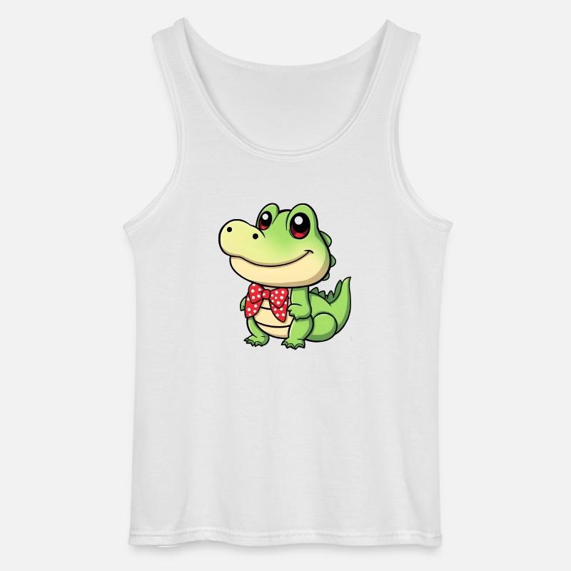 süßes Comic-Krokodil mit roter Krawatte - Gildan Männer Tank Top - Weiß