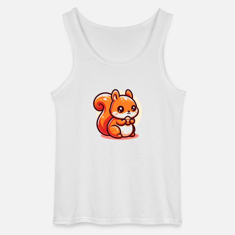 Cute Squirrel Eats a Seed - Gildan Men’s Tank Top - white