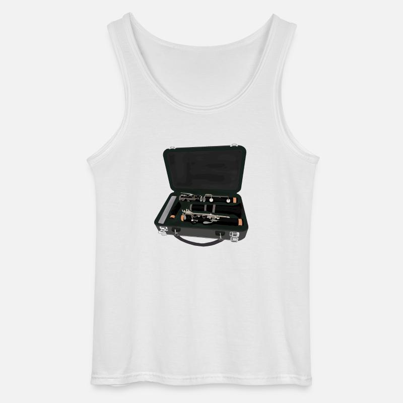 Clarinet Disassembled Inside a Suitcase - Gildan Men’s Tank Top - white