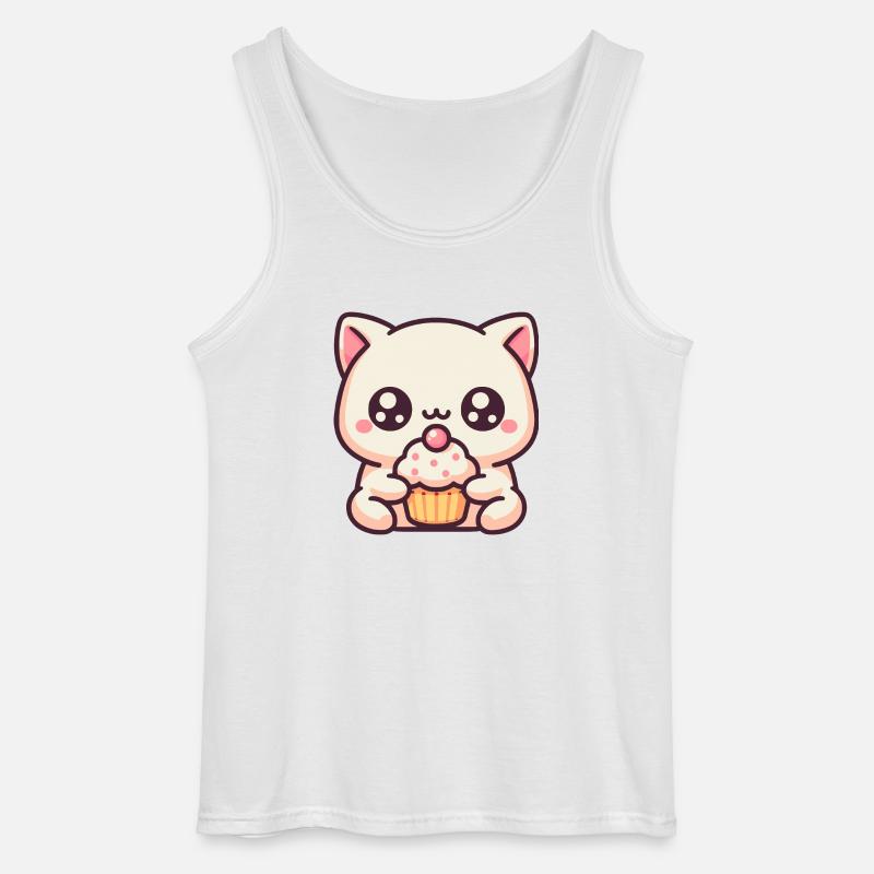 Süße Katze mit cupcake - Gildan Männer Tank Top - Weiß