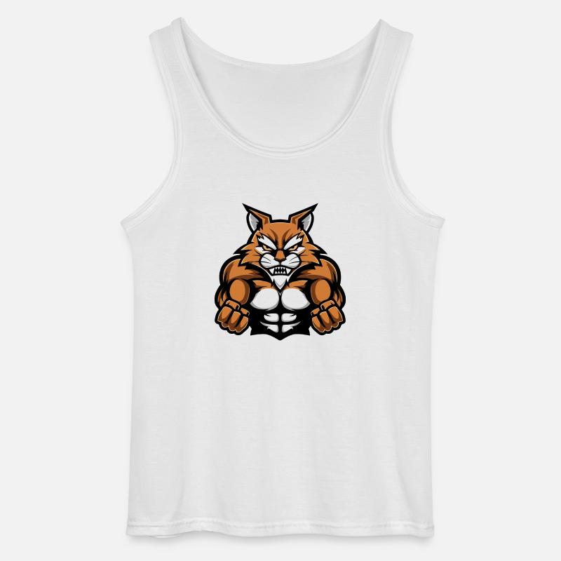 Katze Muskeln Workout - Gildan Männer Tank Top - Weiß
