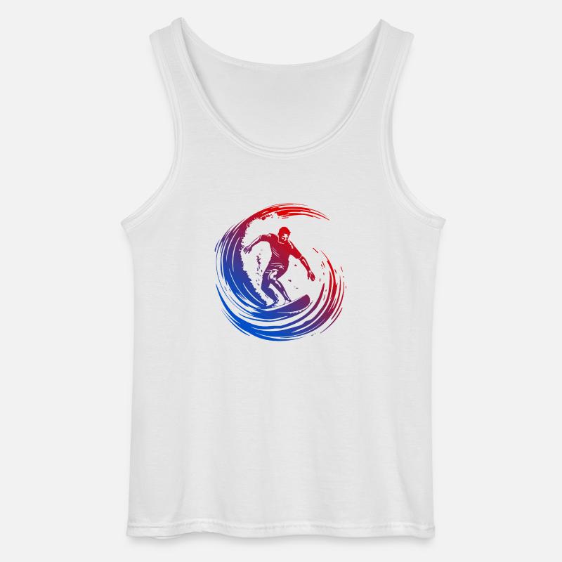 Surfer Silhouette Bunt - Gildan Männer Tank Top - Weiß