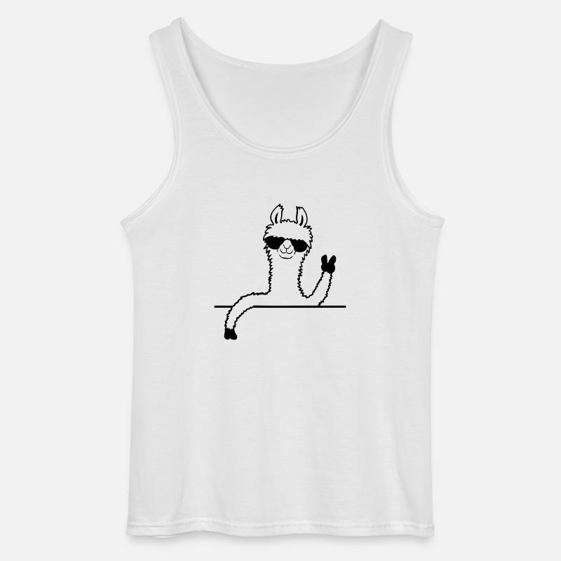 Sonnenbrille Lama Comic - Gildan Männer Tank Top - Weiß