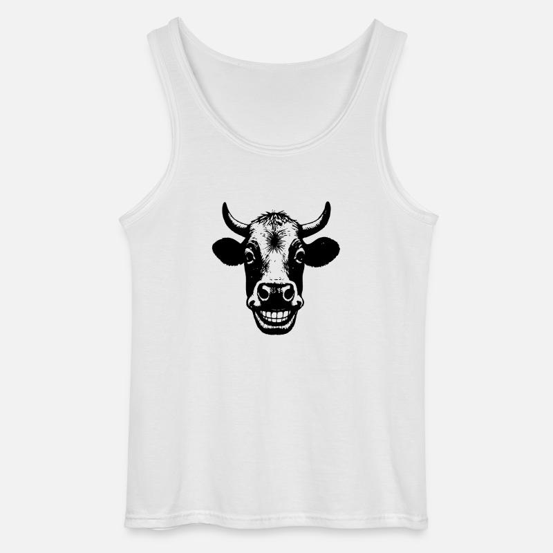 Grinsende Kuh - Gildan Männer Tank Top - Weiß