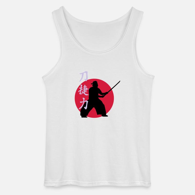 samurai_strength_victory_sword_3c - Gildan Männer Tank Top - Weiß