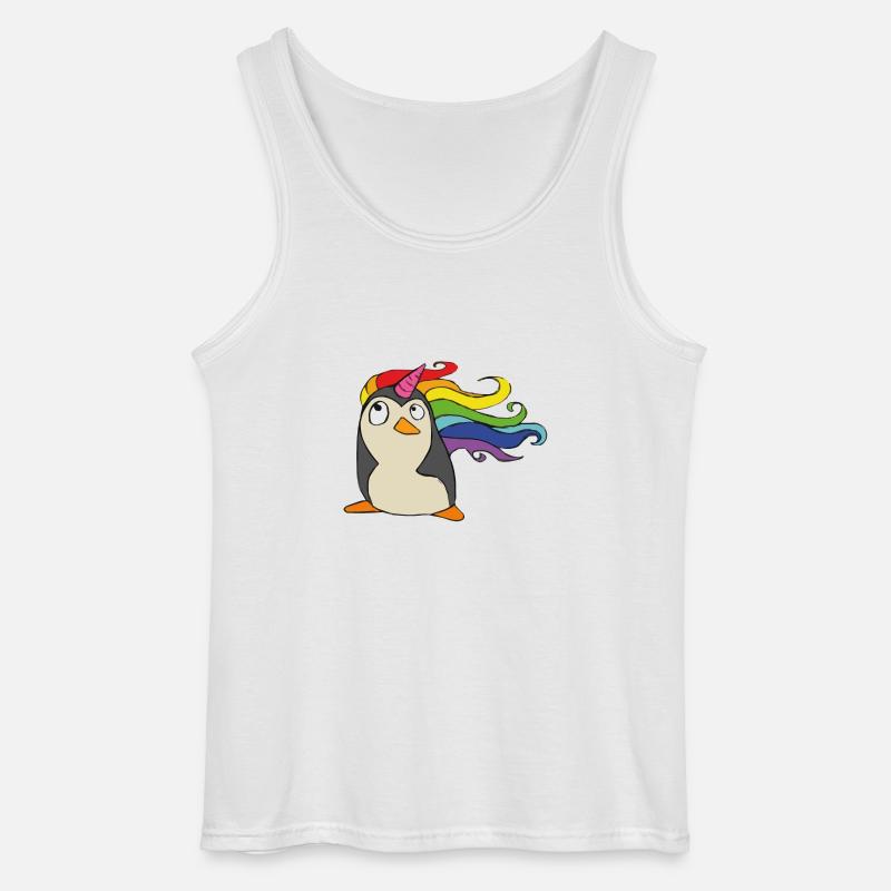 Punguin Einhorn Regenbogen - Gildan Männer Tank Top - Weiß