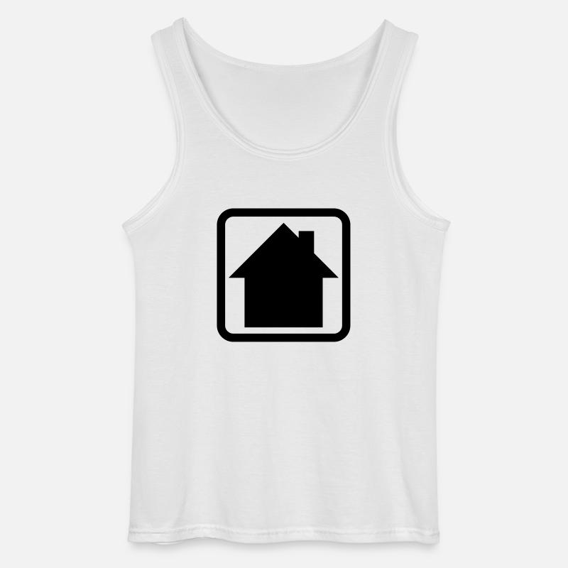 Haus Logo Button Symbol - Gildan Männer Tank Top - Weiß