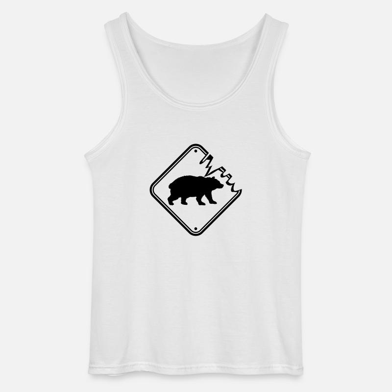 Lebensgefahr Schild Bär - Gildan Männer Tank Top - Weiß