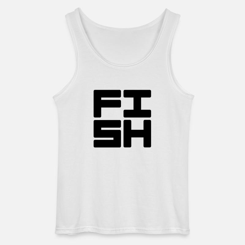 Fish Text Logo - Gildan Männer Tank Top - Weiß