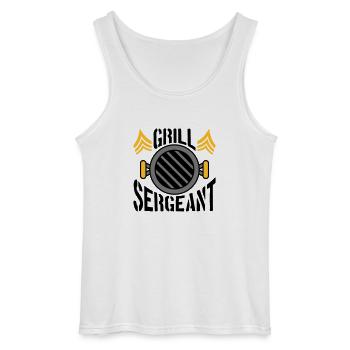 BBQ Grill Sergeant Barbecue Party - Gildan Men’s Tank Top - white - Front - AI Model Male 185 dark (185cm)