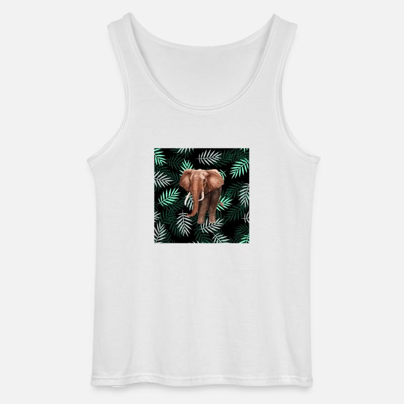 Palmen-Muster, Elefant Palm Pattern, Elephant - Gildan Männer Tank Top - Weiß