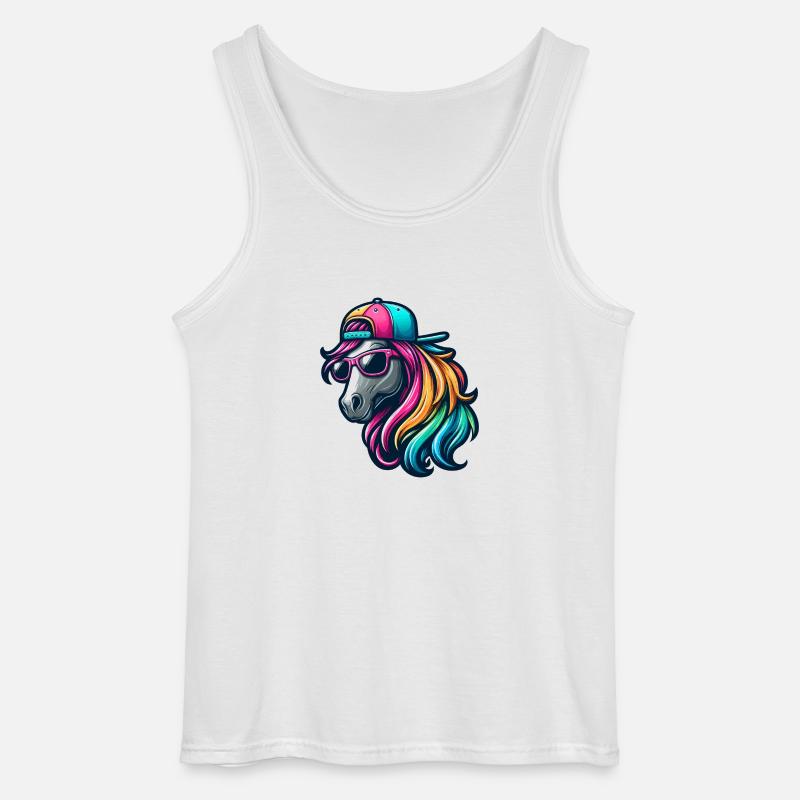 Regenbogen Cooles Pferd - Gildan Männer Tank Top - Weiß