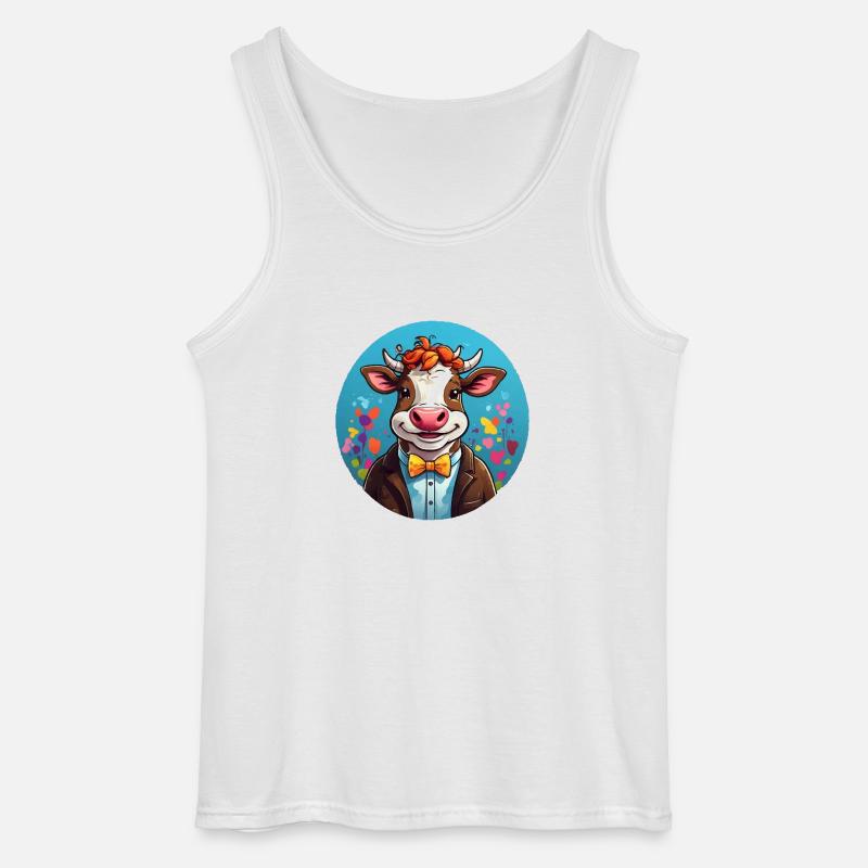 Lustige Kuh Comic - Gildan Männer Tank Top - Weiß