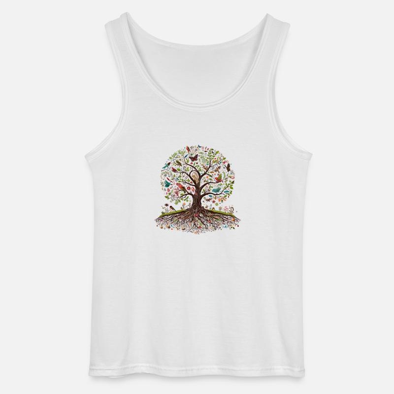 Lebendiger Lebensbaum - Gildan Männer Tank Top - Weiß