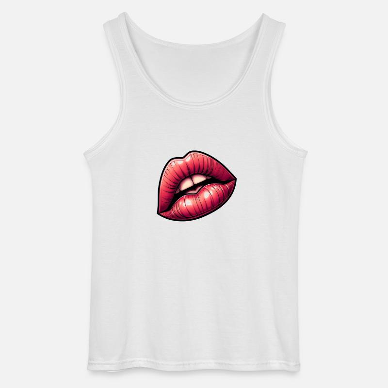 Rote Lippen - Intensive Sinnlichkeit - Gildan Männer Tank Top - Weiß