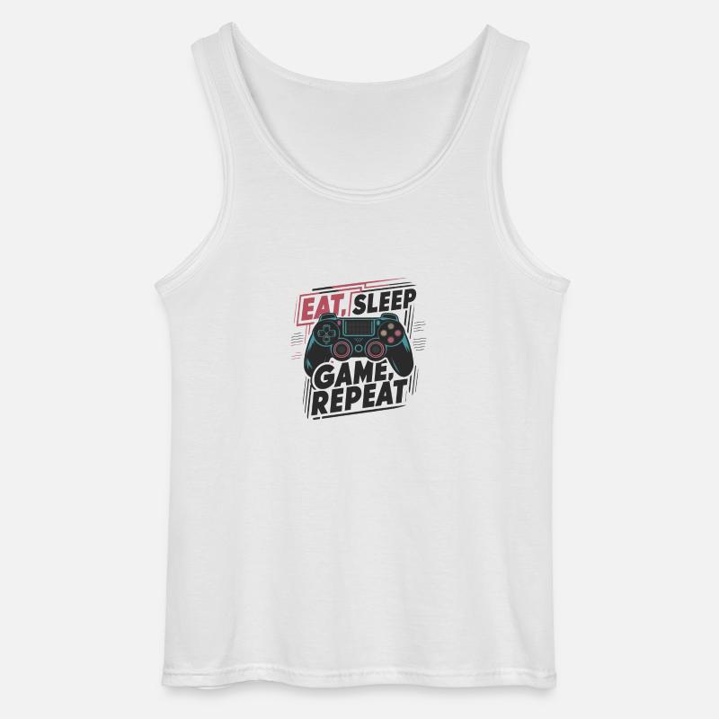 Eat, Sleep, Game, Repeat - Gildan Männer Tank Top - Weiß