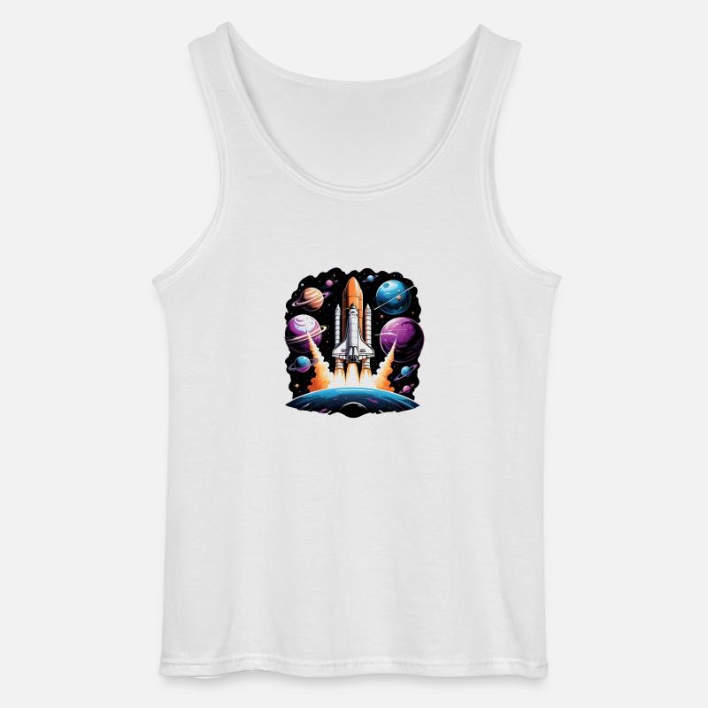 Rocket Astronaut Space Gift SpaceShuttle - Gildan Men’s Tank Top - white