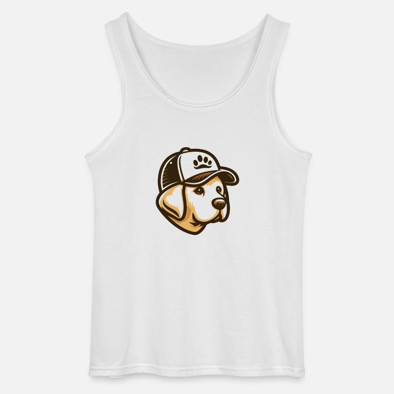 Labradorkopf mit Kappe - Gildan Männer Tank Top - Weiß