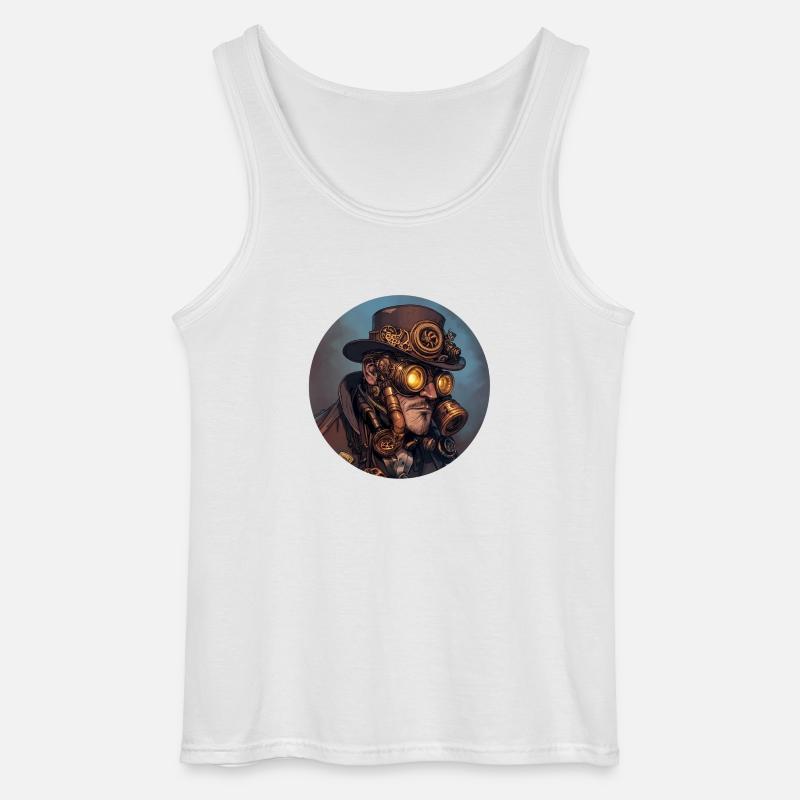Steampunk-Style: Nostalgie trifft Technik - Gildan Männer Tank Top - Weiß