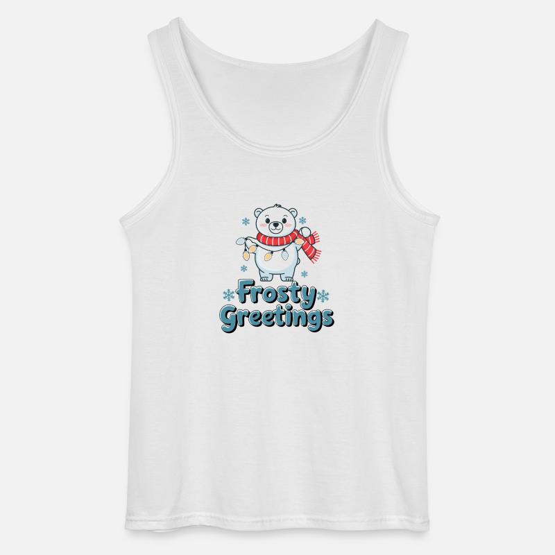 Frostige Grüße – Eisbär mit Lichterkette - Gildan Männer Tank Top - Weiß