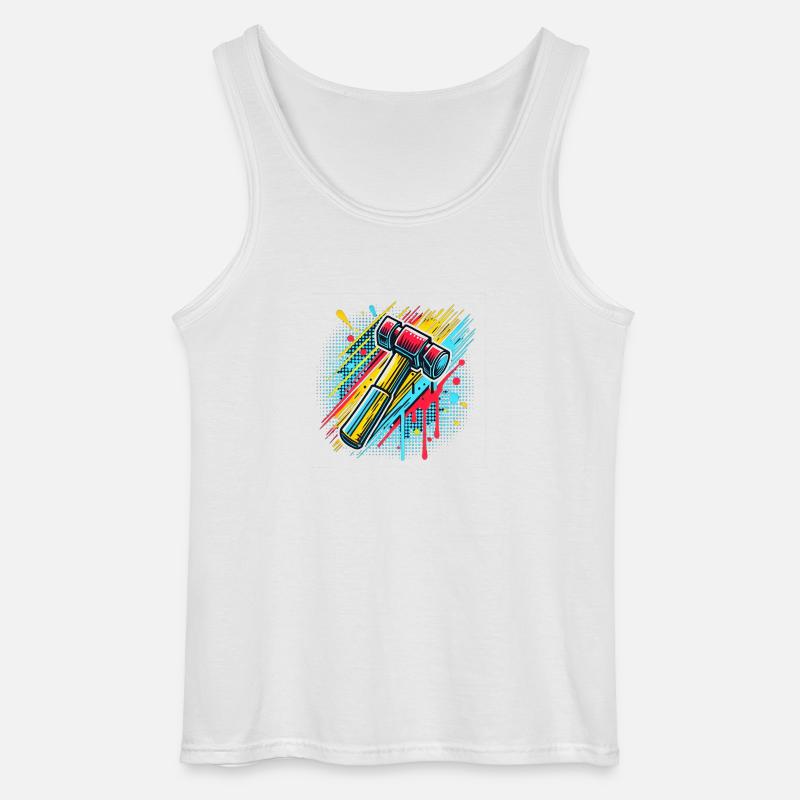 Hammer Typ Handwerker - Gildan Männer Tank Top - Weiß