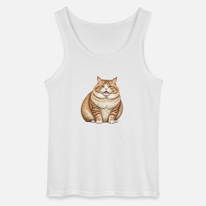 Dicke Katze - Gildan Männer Tank Top - Weiß