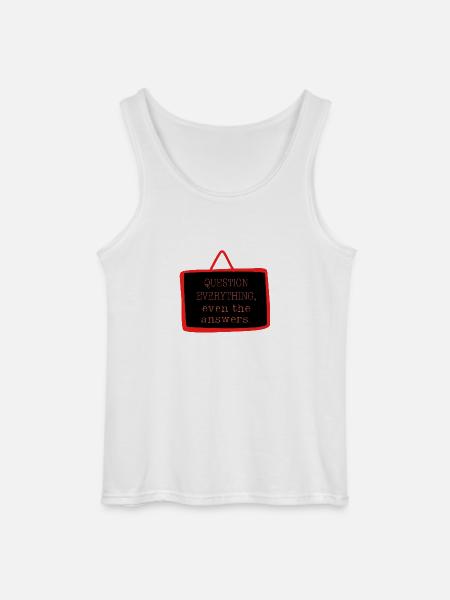 Bold "Question Everything" Philosophy Design - Gildan Men’s Tank Top - white