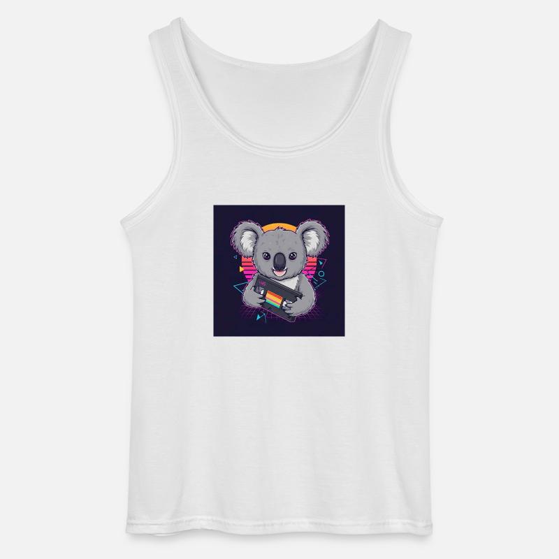 Koala divertente con VHS - Vibrazioni anni '80 - Canotta da uomo Gildan - bianco
