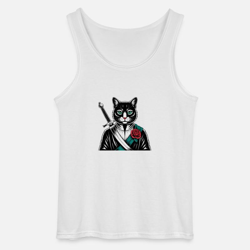 Die Samurai-Katze, die Bushido-Katze - Gildan Männer Tank Top - Weiß