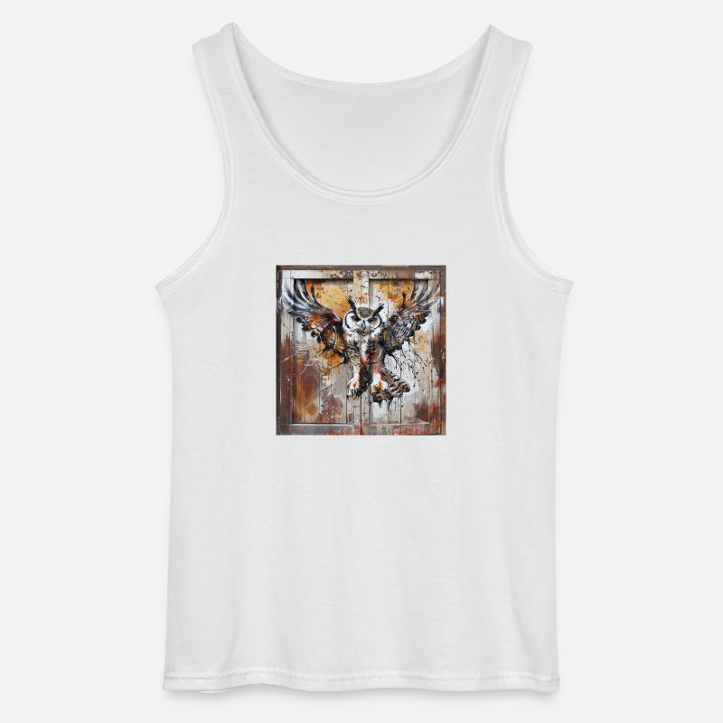 Graffiti ugle flyvning rust metal urban gadekunst - Gildan tanktop til mænd - hvid