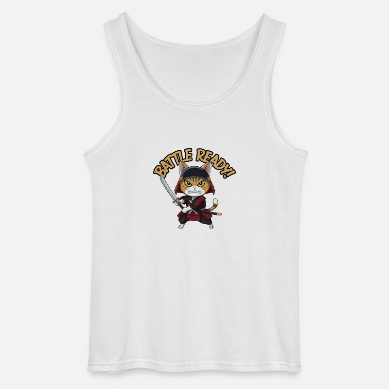Samurai-Katze - Gildan Männer Tank Top - Weiß